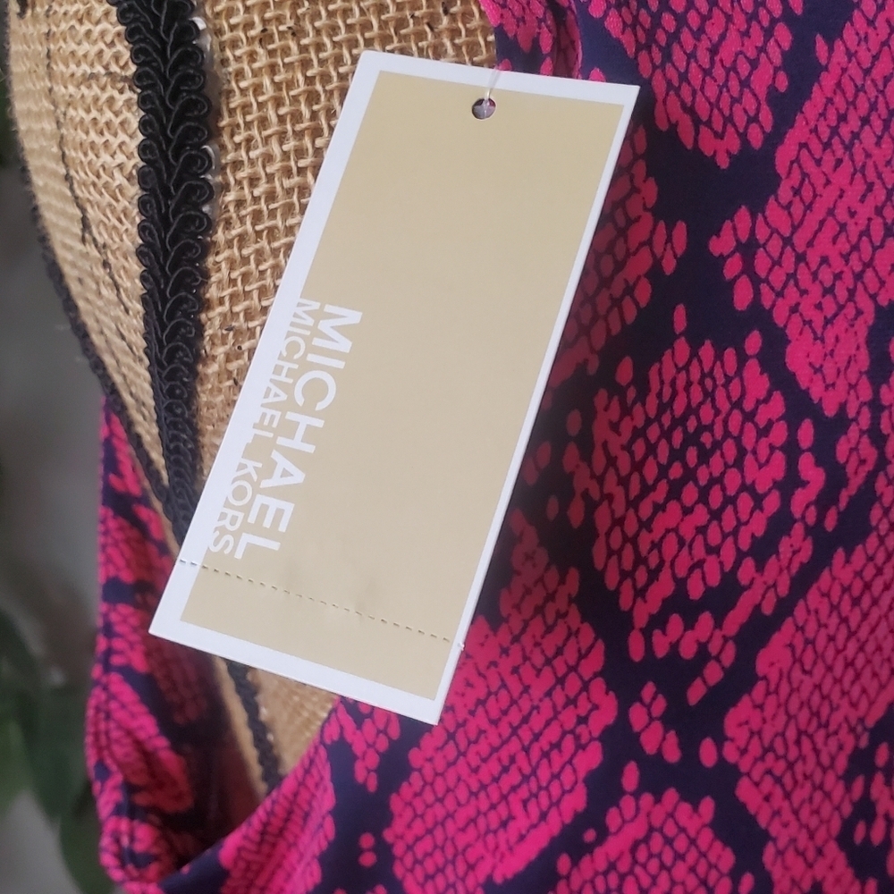 NWT~ Michael Kors Pink Navy Python Snake Print Sh… - image 8